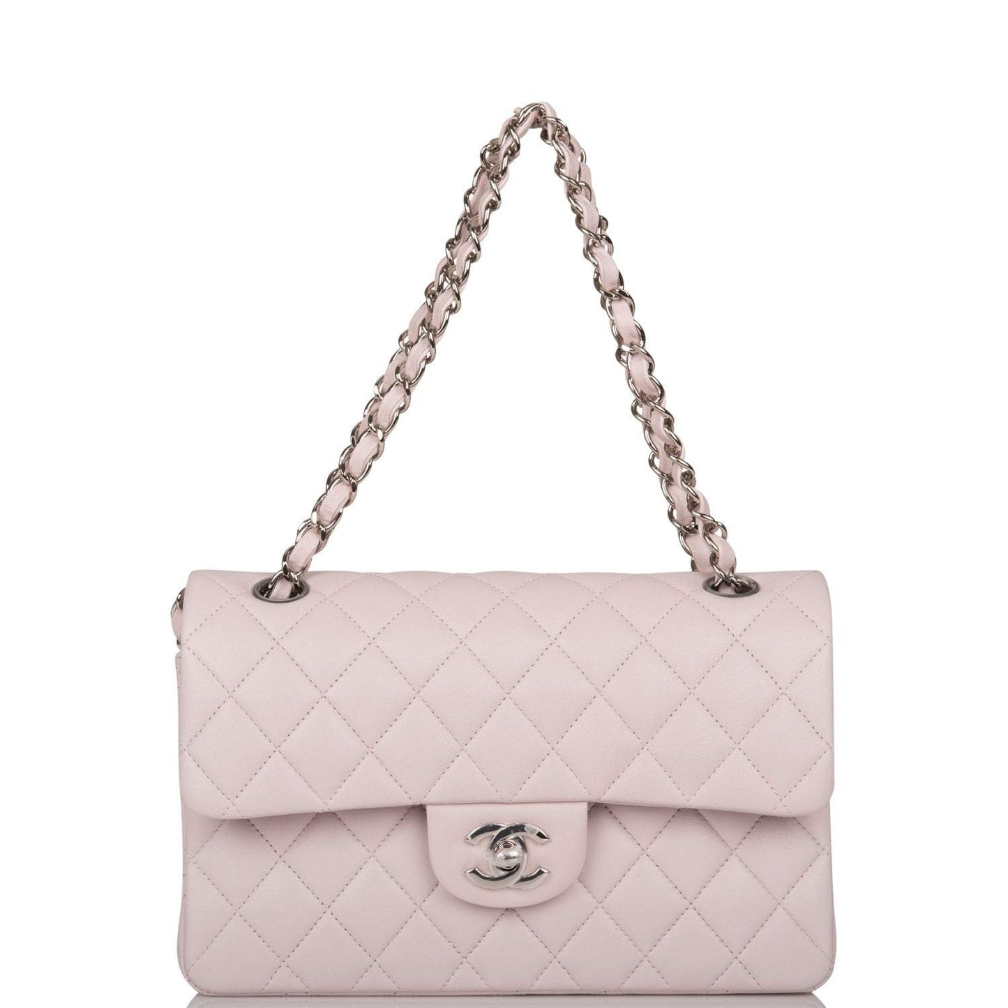 Chanel Light Purple Quilted Lambskin Small Classic Double Flap Bag Silver Hardware