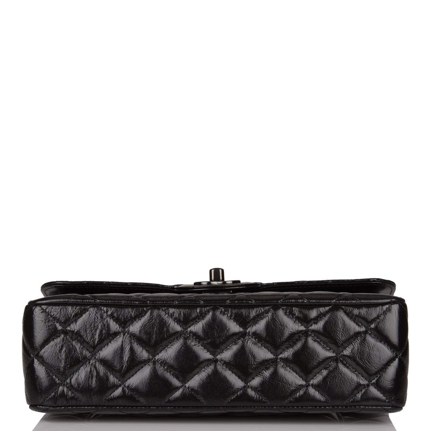 Chanel Small Classic Double Flap Shiny SO Black Crumpled Calfskin Black Hardware