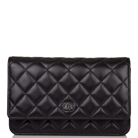 Chanel SO Black Classic Quilted Lambskin Wallet On Chain (WOC) Black Hardware