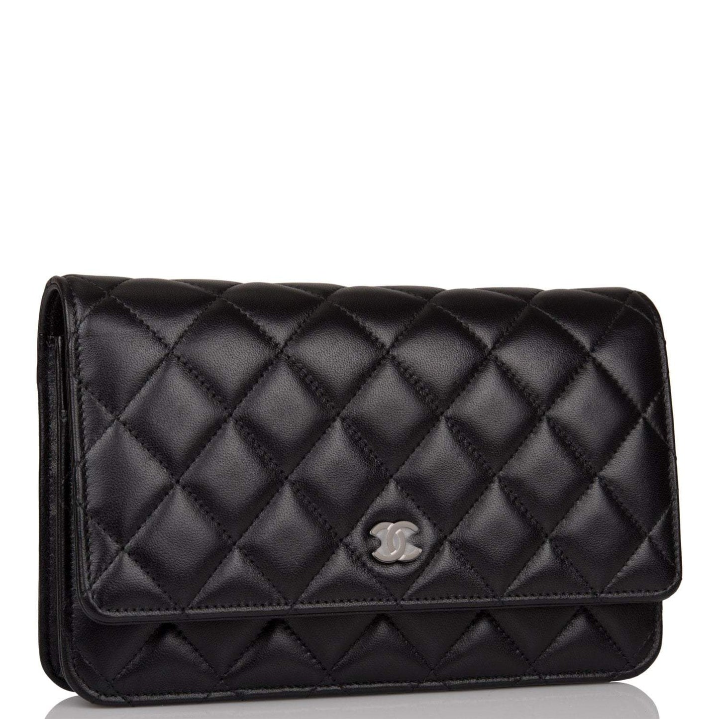 Chanel SO Black Classic Quilted Lambskin Wallet On Chain (WOC) Black Hardware