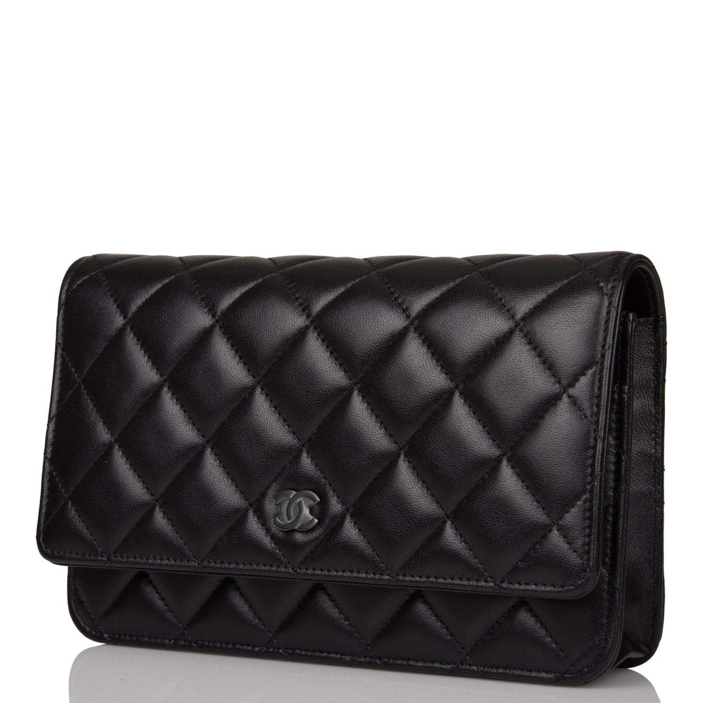 Chanel SO Black Classic Quilted Lambskin Wallet On Chain (WOC) Black Hardware