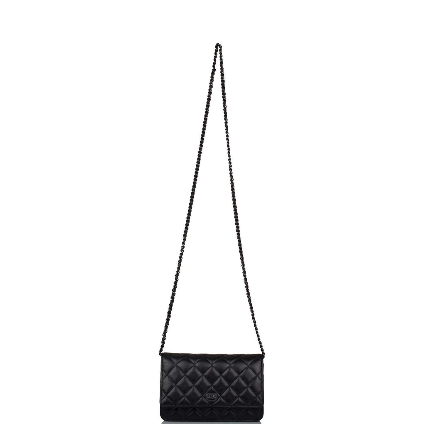 Chanel SO Black Classic Quilted Lambskin Wallet On Chain (WOC) Black Hardware