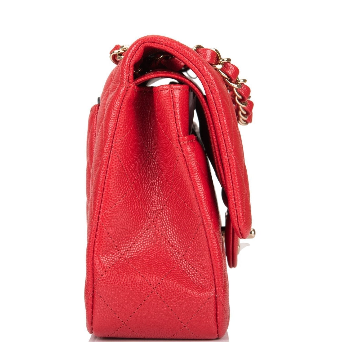 Chanel Red Quilted Caviar Medium Classic Double Flap Bag