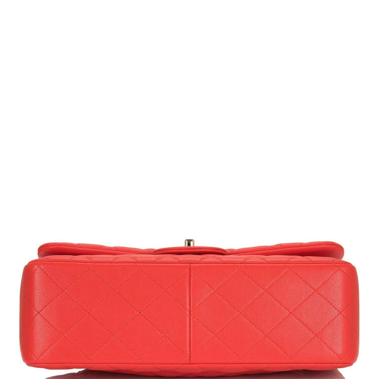 Chanel Red Shiny Quilted Caviar Jumbo Classic Double Flap Bag Gold Hardware