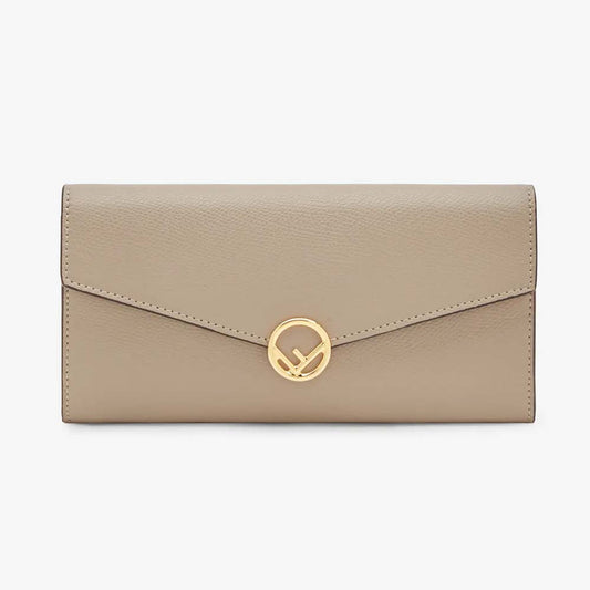 CONTINENTAL WITH CHAIN Beige Leather Wallet