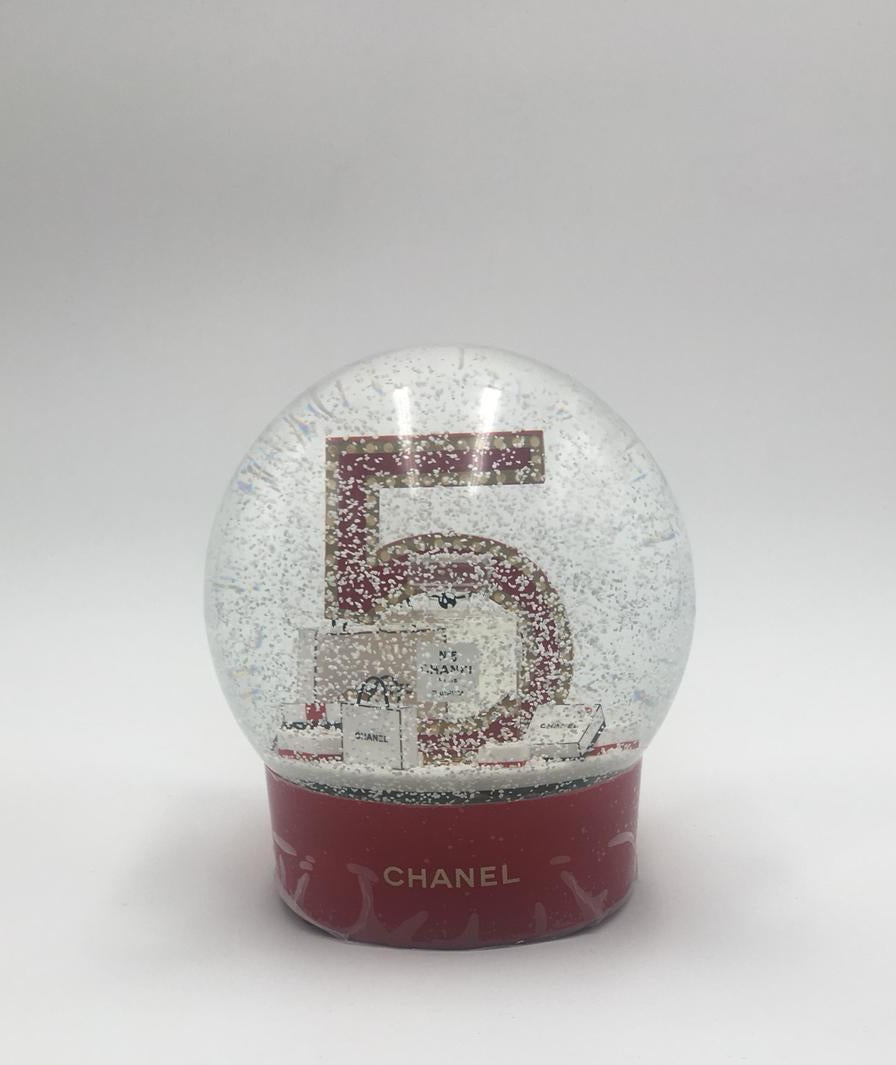 Chanel | Number 5 Perfume and Shopping Bag Red Snow Globe | Large