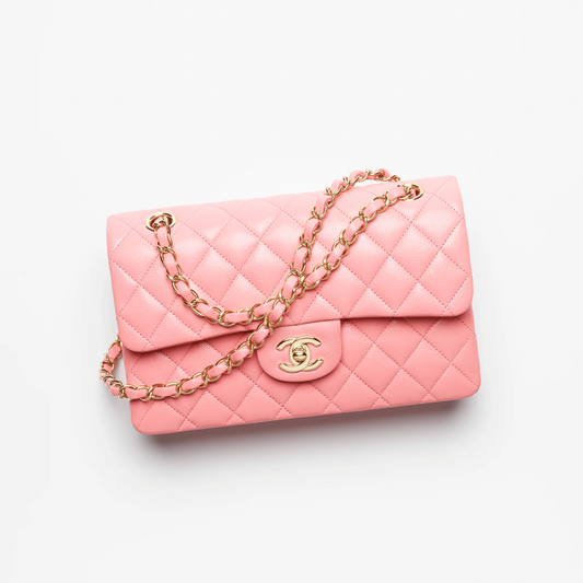 Chanel Coral Pink Caviar Small Classic Flap Bag