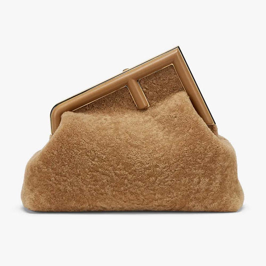 FENDI FIRST MEDIUM Beige Sheepskin Bag