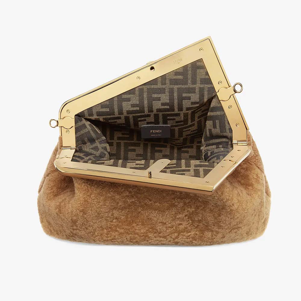 FENDI FIRST MEDIUM Beige Sheepskin Bag