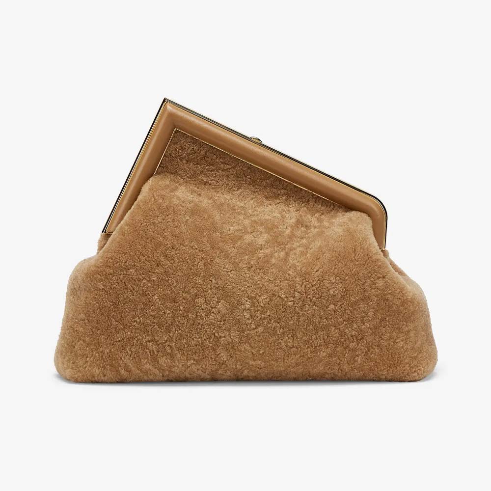 FENDI FIRST MEDIUM Beige Sheepskin Bag