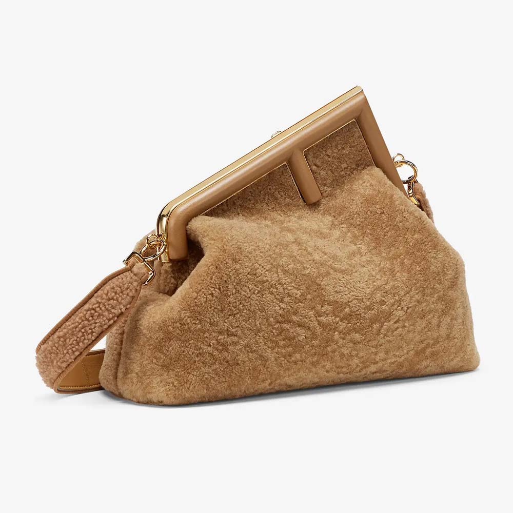 FENDI FIRST MEDIUM Beige Sheepskin Bag