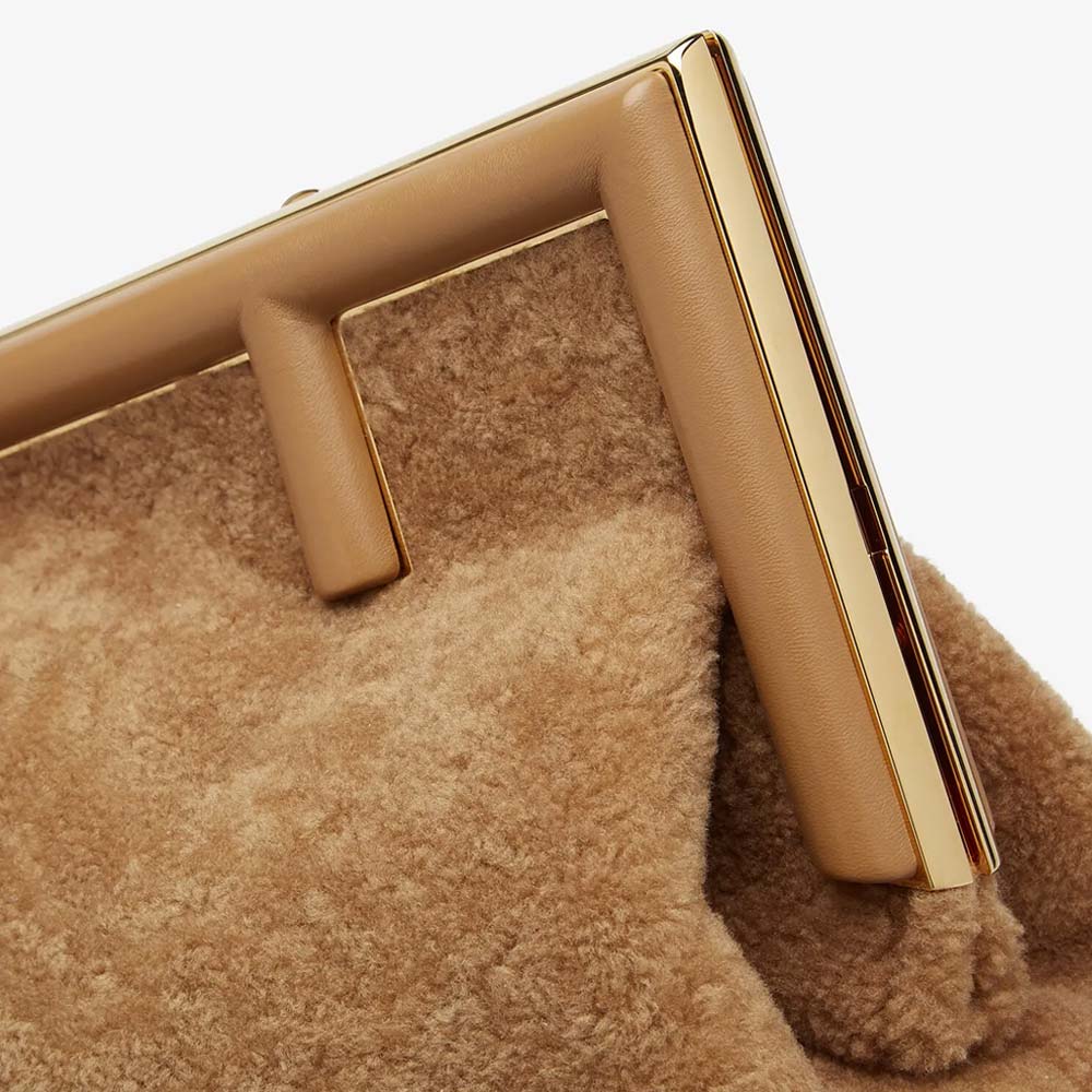 FENDI FIRST MEDIUM Beige Sheepskin Bag