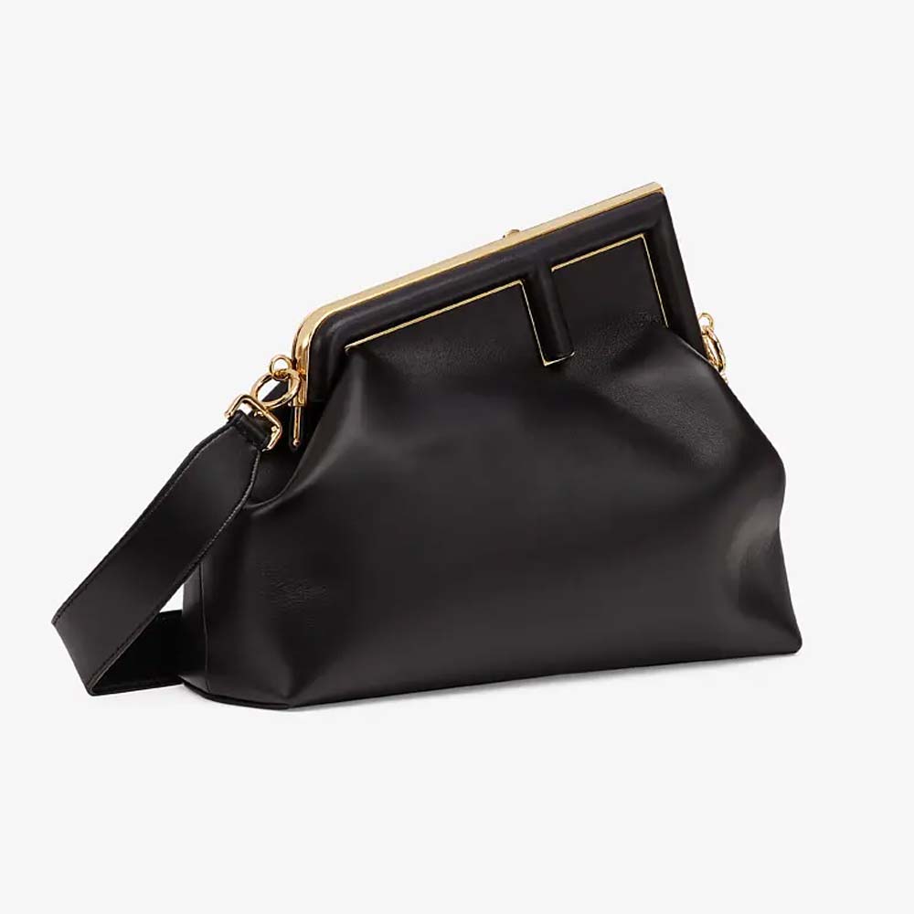 FENDI FIRST MEDIUM Black Leather Bag