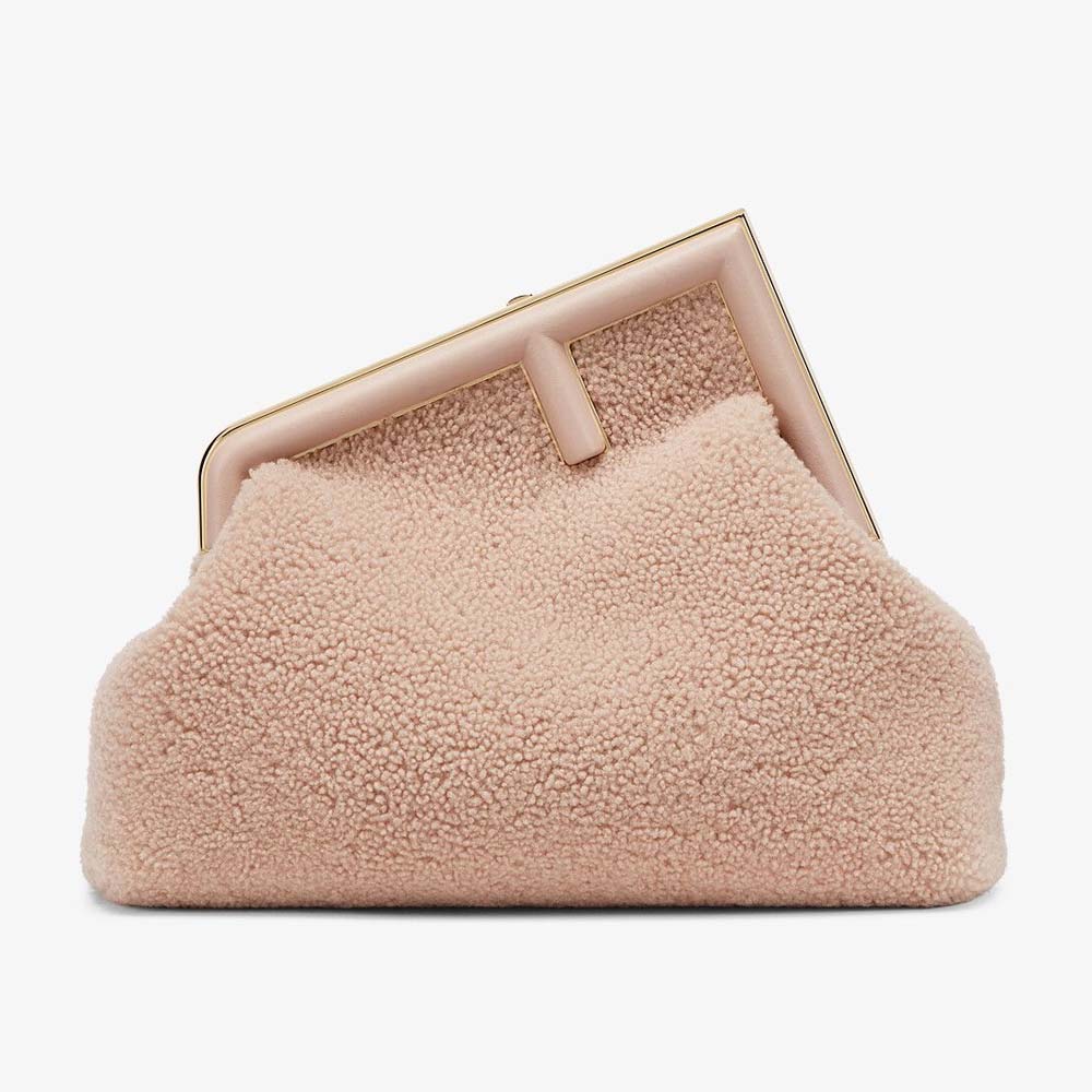 FENDI FIRST MEDIUM Pink Sheepskin Bag