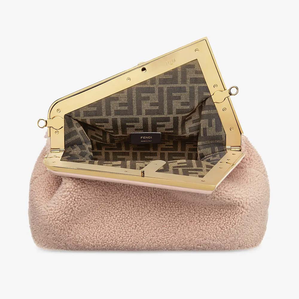 FENDI FIRST MEDIUM Pink Sheepskin Bag