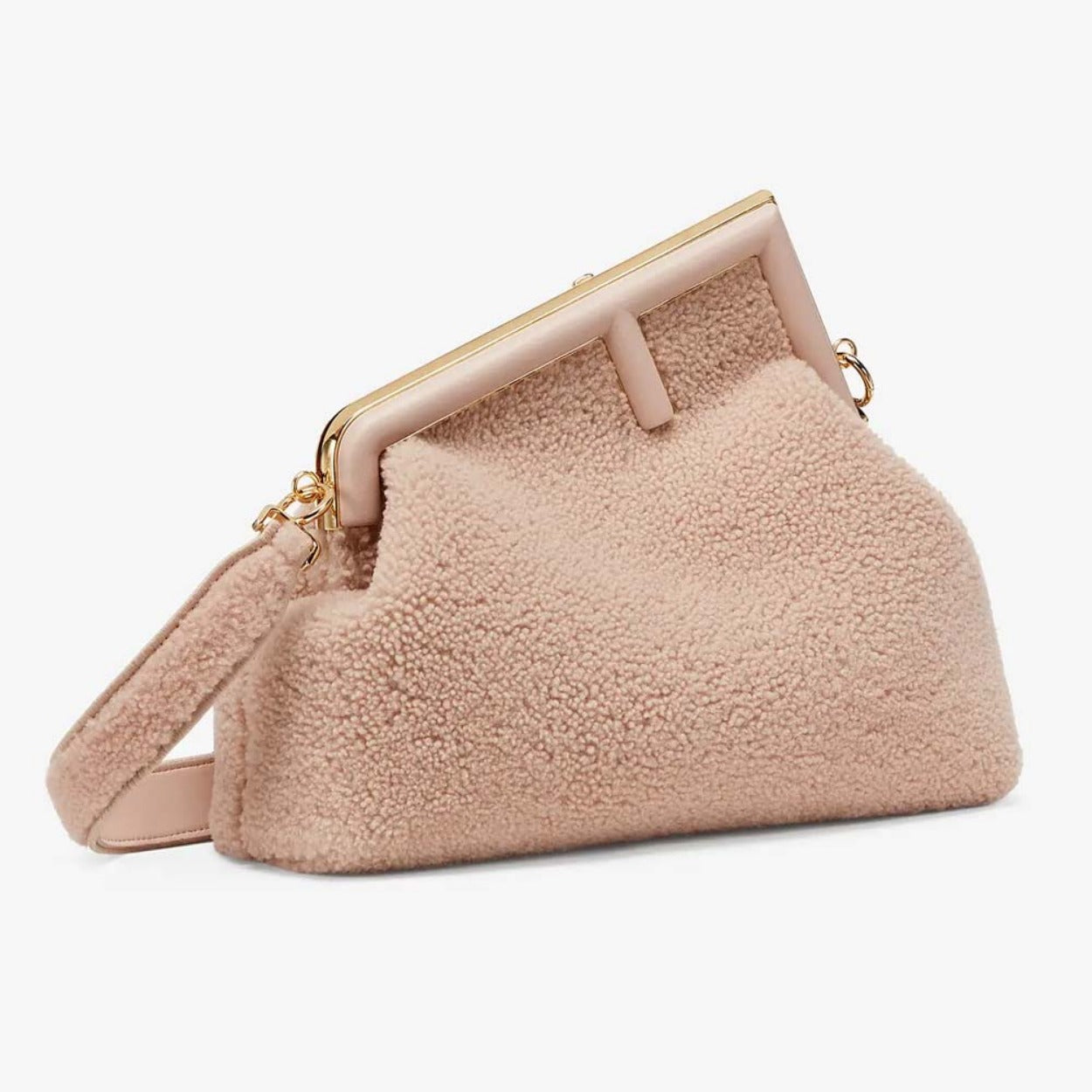 FENDI FIRST MEDIUM Pink Sheepskin Bag