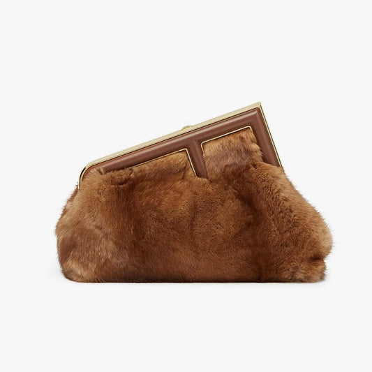 FENDI FIRST SMALL Brown Mink Bag