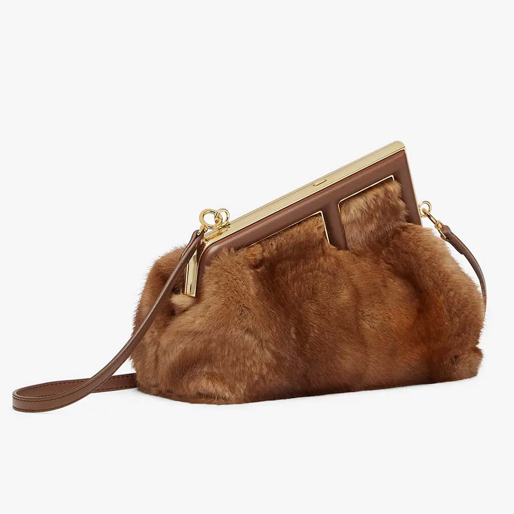 FENDI FIRST SMALL Brown Mink Bag