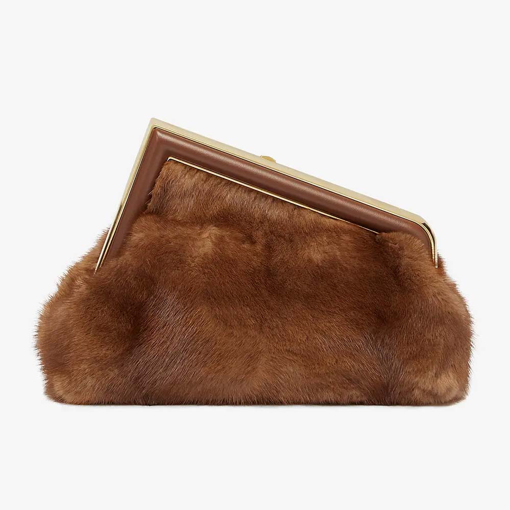 FENDI FIRST SMALL Brown Mink Bag