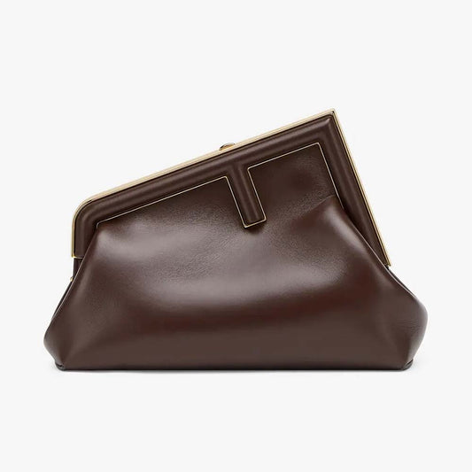 FENDI FIRST SMALL Dark Brown Leather Bag