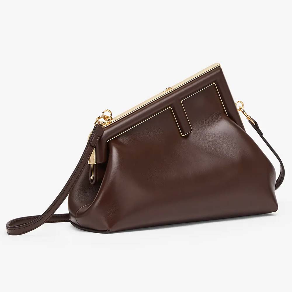 FENDI FIRST SMALL Dark Brown Leather Bag