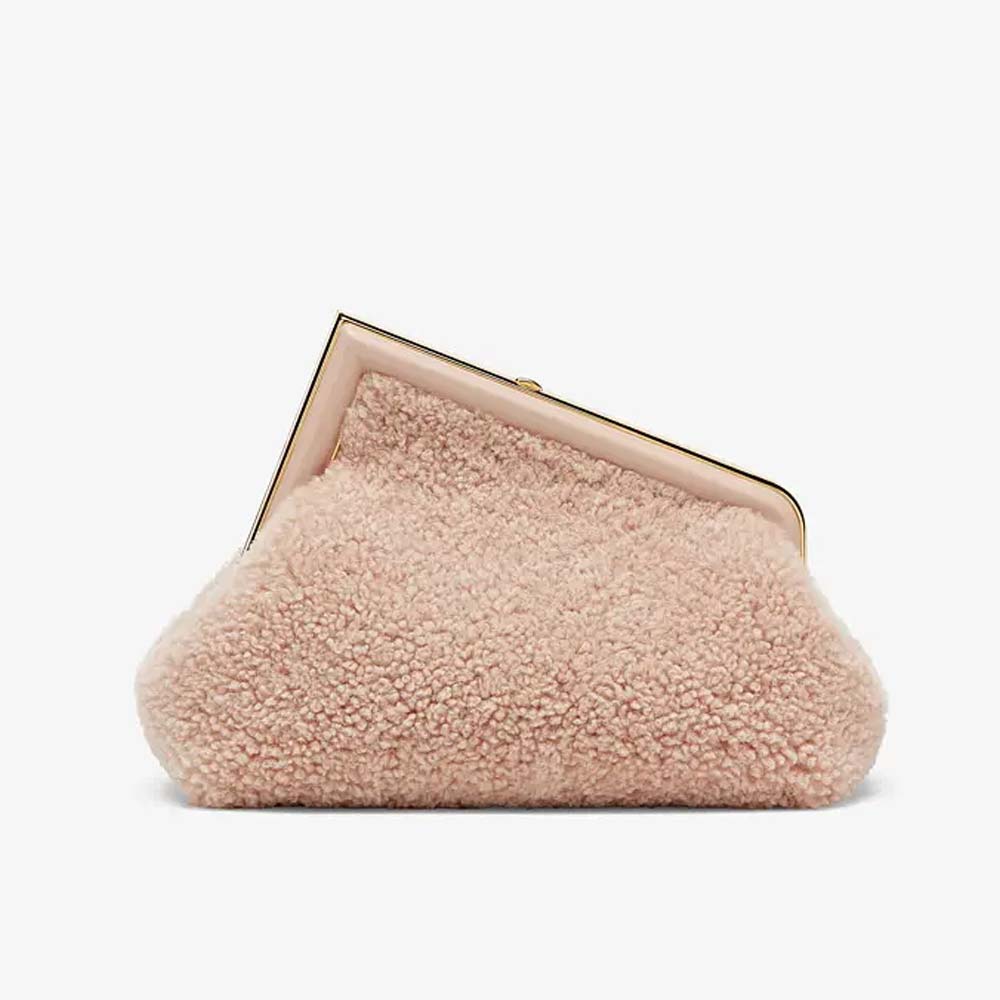 FENDI FIRST SMALL Pink Sheepskin Bag