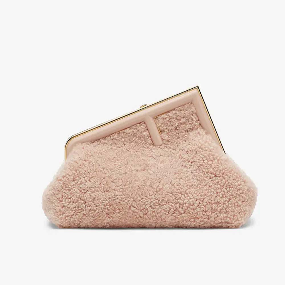 FENDI FIRST SMALL Pink Sheepskin Bag