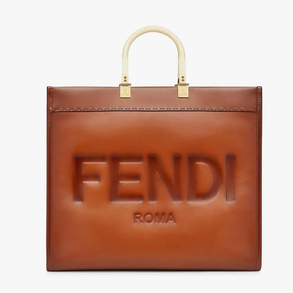 FENDI SUNSHINE LARGE Natural Coloured Leather Shopper