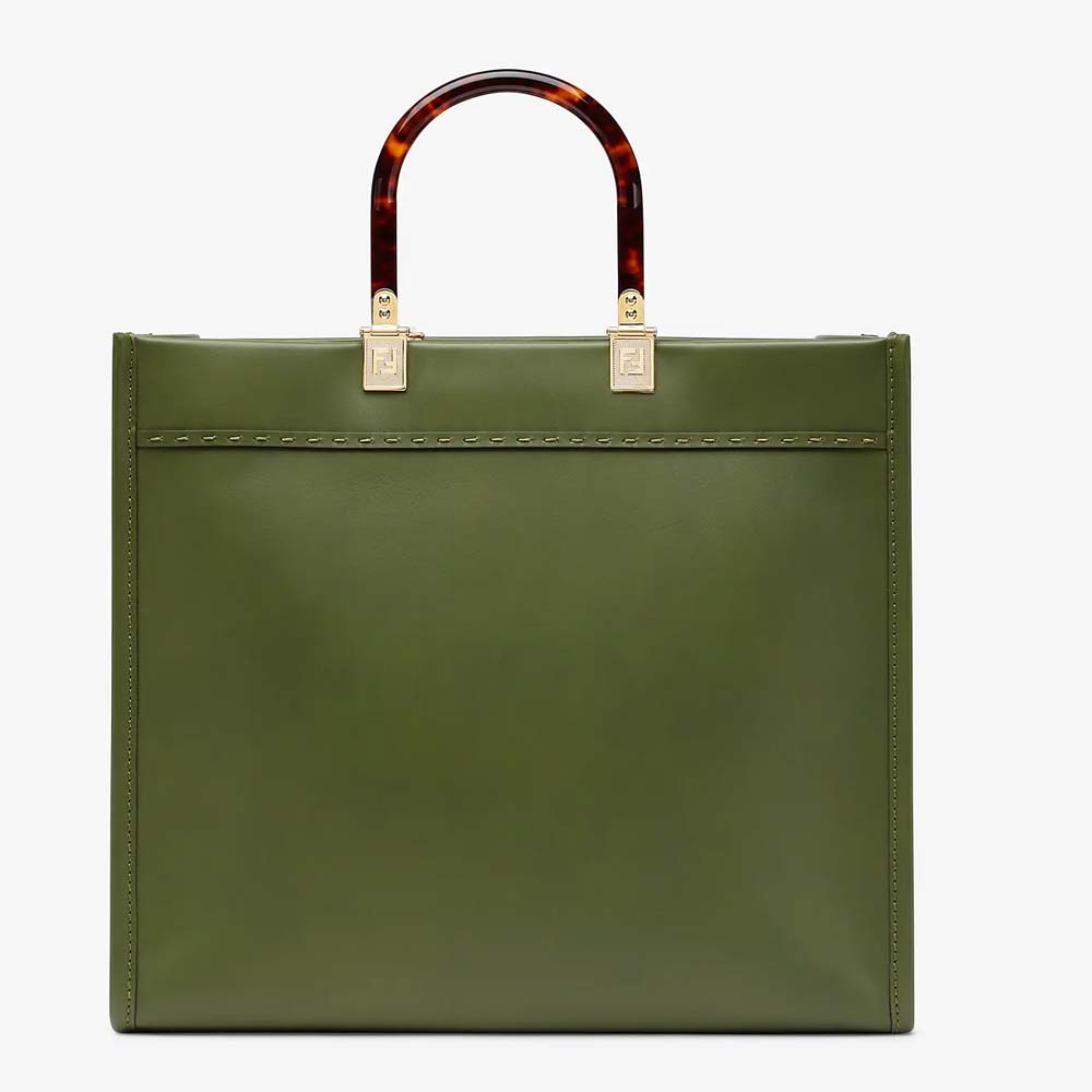 FENDI SUNSHINE MEDIUM Green Leather Bag