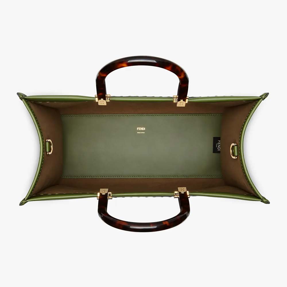 FENDI SUNSHINE MEDIUM Green Leather Bag