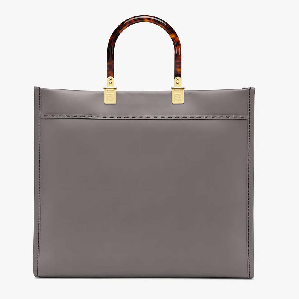 FENDI SUNSHINE MEDIUM Grey Leather Shopper