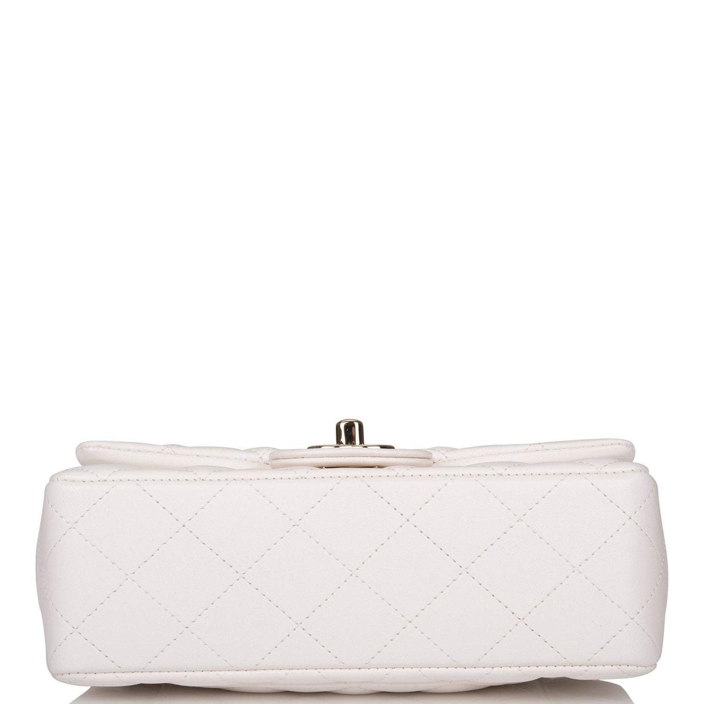 Chanel White Quilted Lambskin Rectangular Mini Classic Flap Bag Light Gold Hardware