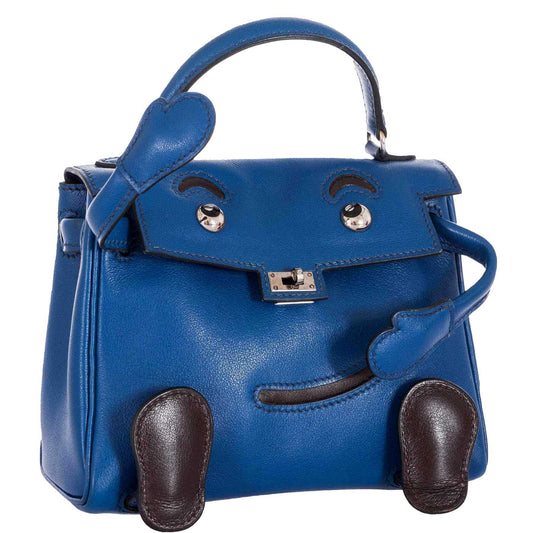 Hermes Kelly Quelle Idole Doll Bag Blue Gulliver Leather Palladium Hardware