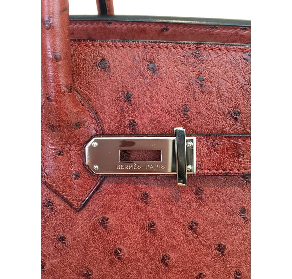 Hermès Ostrich Birkin 35 Rouge H Bag