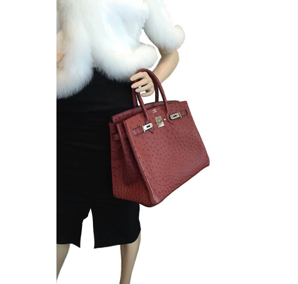 Hermès Ostrich Birkin 35 Rouge H Bag