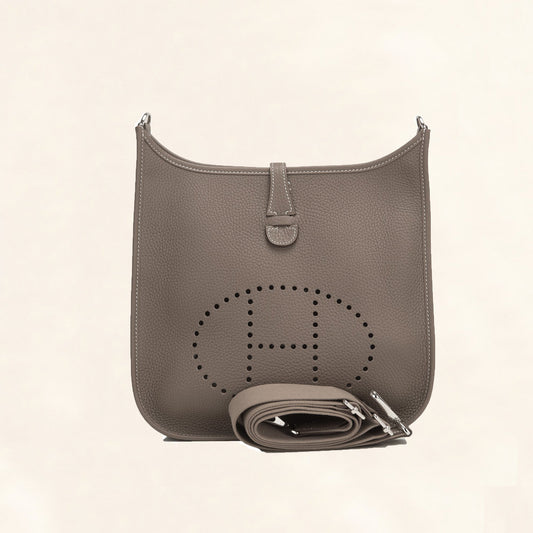 Hermes Evelyne III PM Etoupe Clemence Palladium Hardware