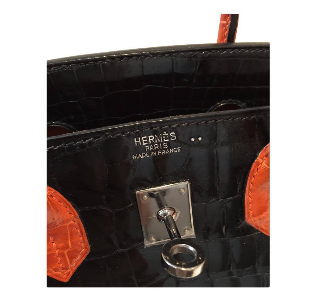 Hermès  Bi-Color Birkin Crocodile Bag 25cm