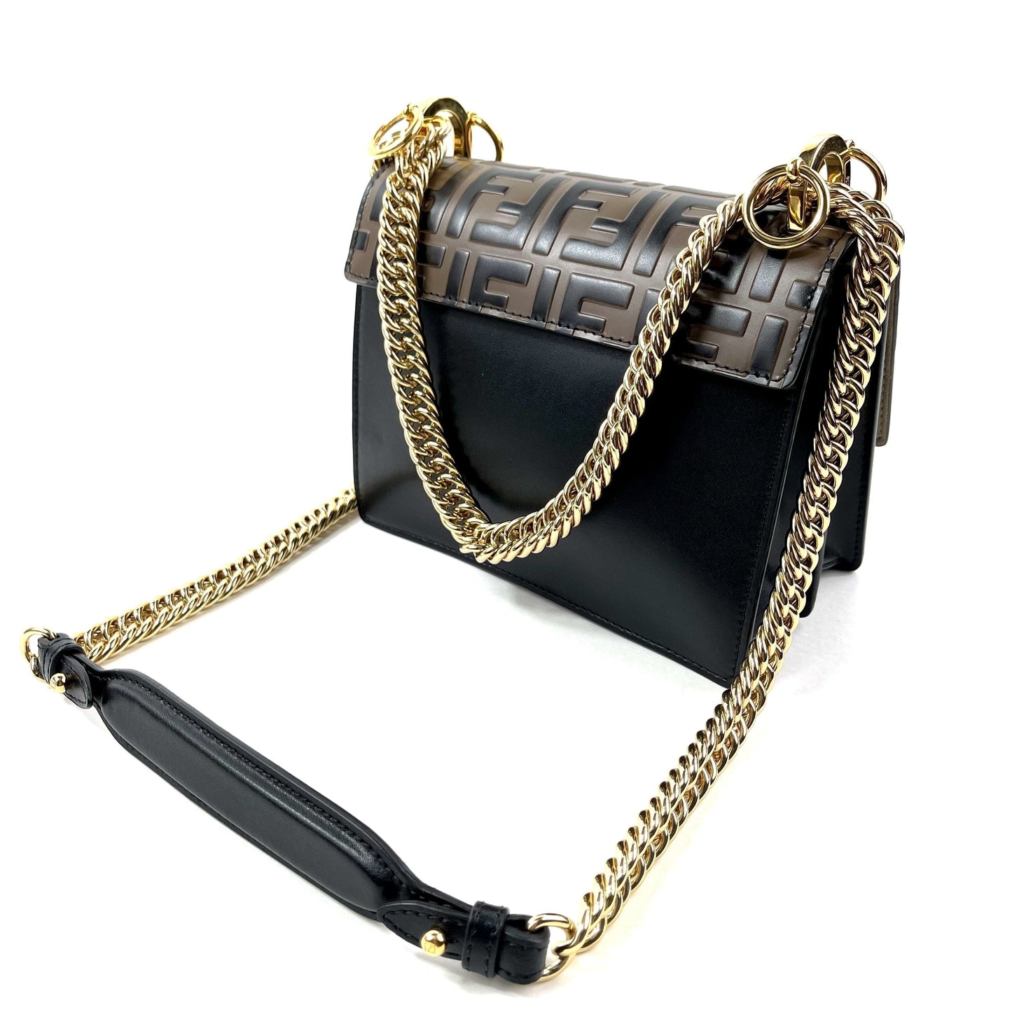 Fendi Kan I Bag Zucca Embossed Leather Small