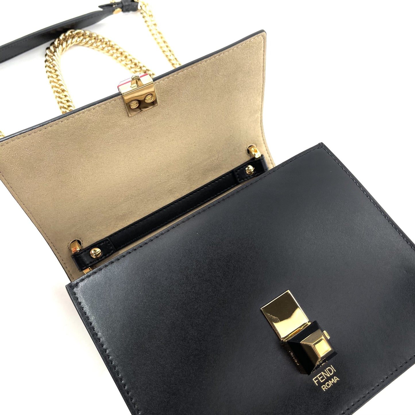 Fendi Kan I Bag Zucca Embossed Leather Small