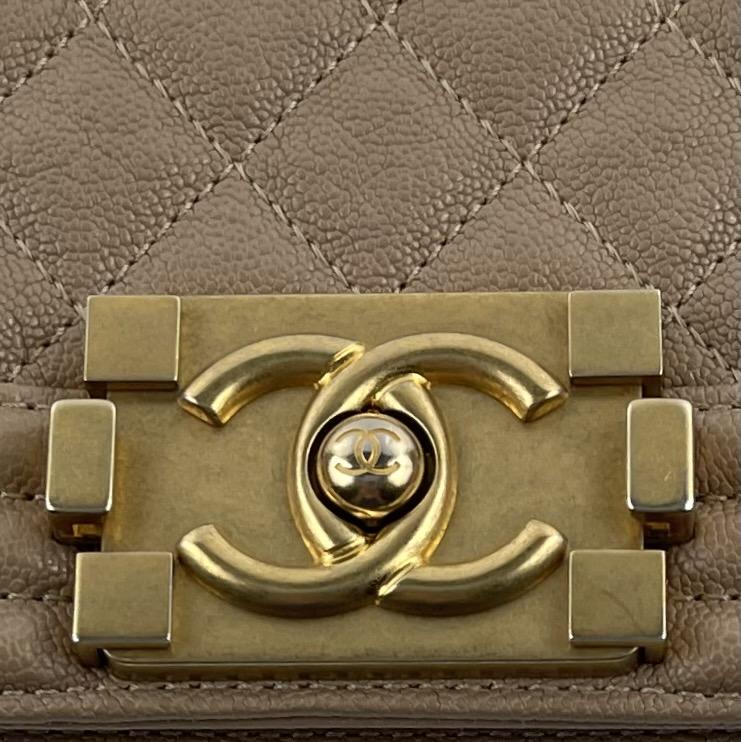 CHANEL Large Quilted Caviar Boy Bag - Nude