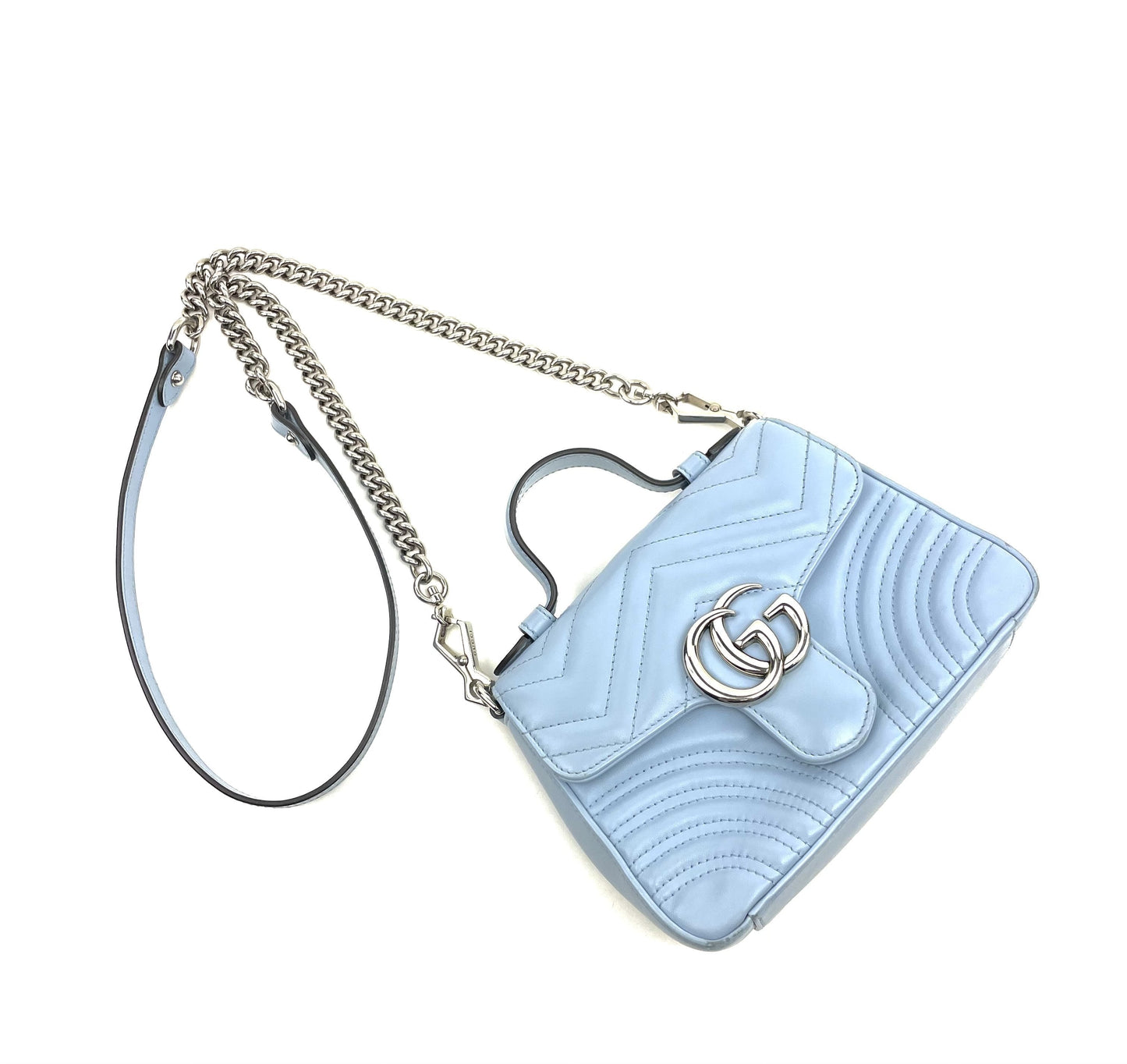 GUCCI GG Marmont Mini Top Handle Bag Blue