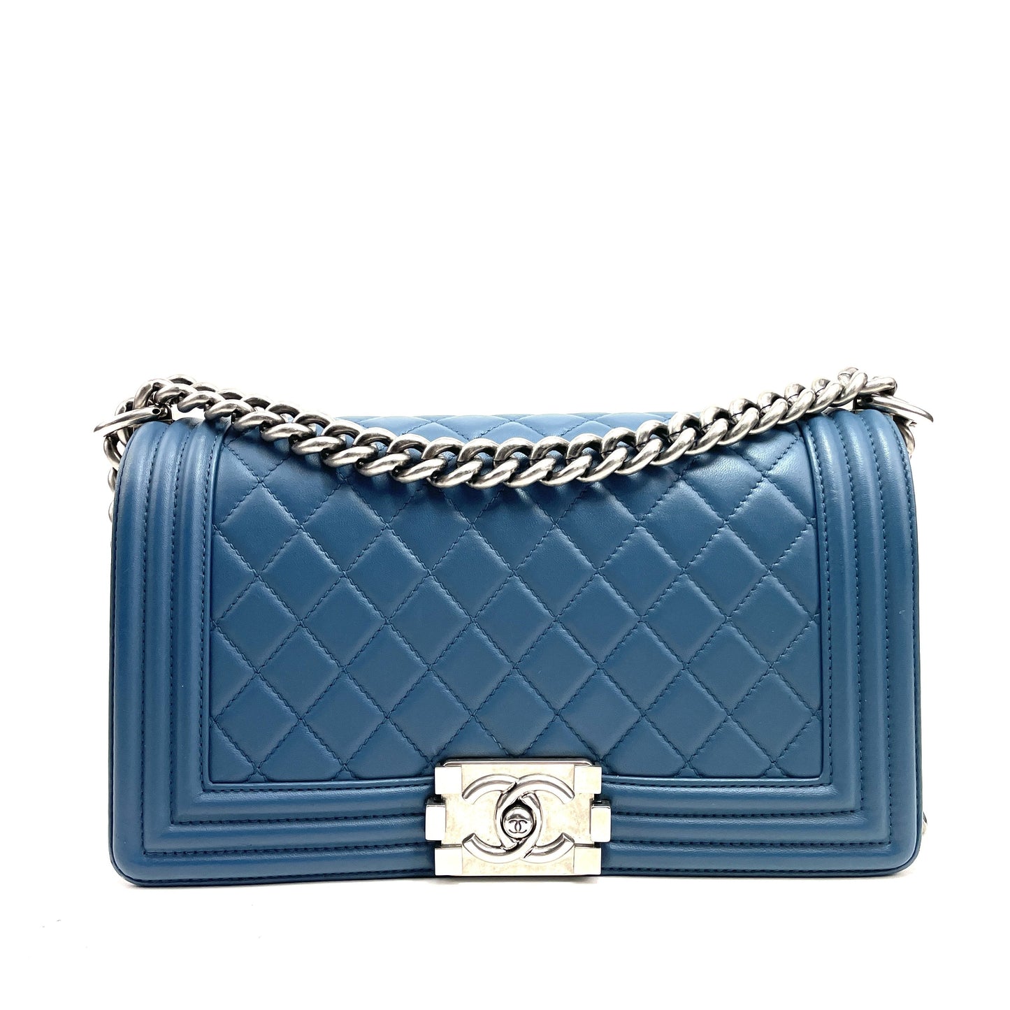 CHANEL Medium Quilted Boy Bag - Blue