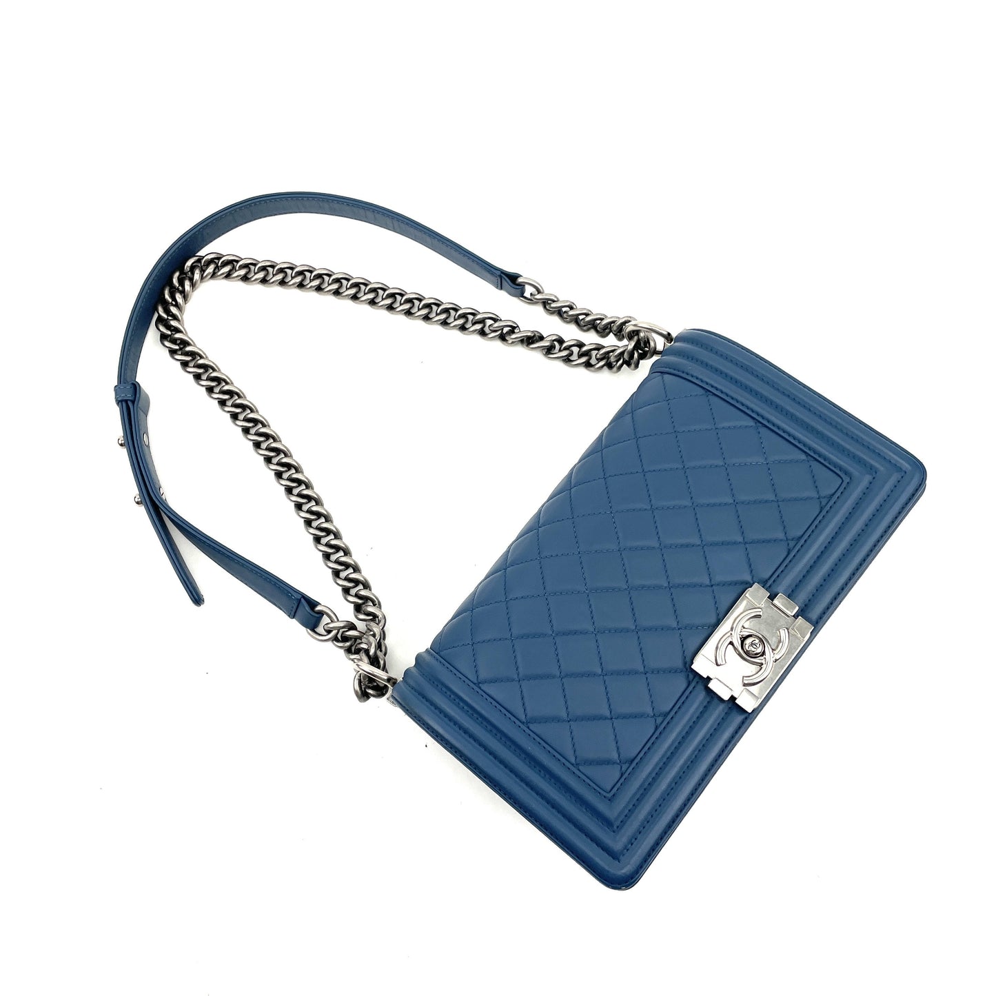 CHANEL Medium Quilted Boy Bag - Blue