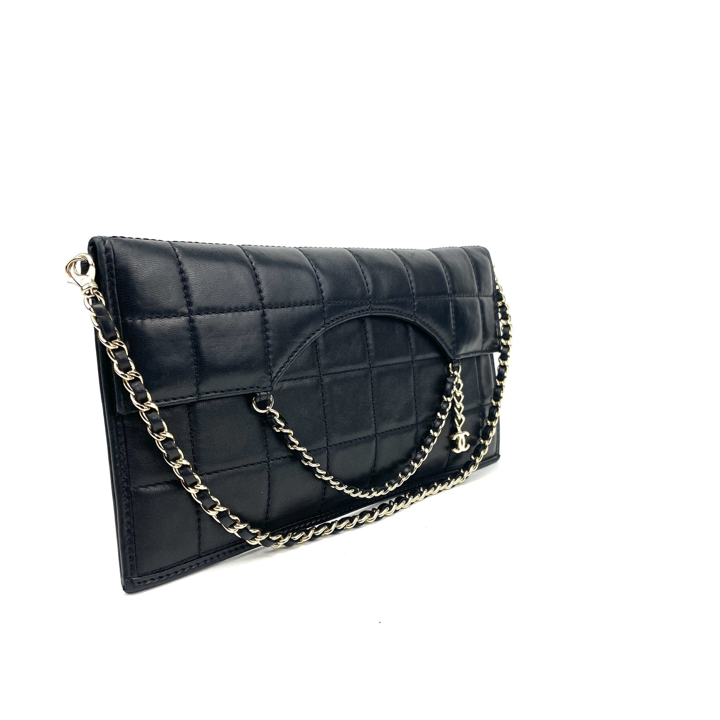 CHANEL Classic Box Quilted Fold Down Envelope Clutch Bag