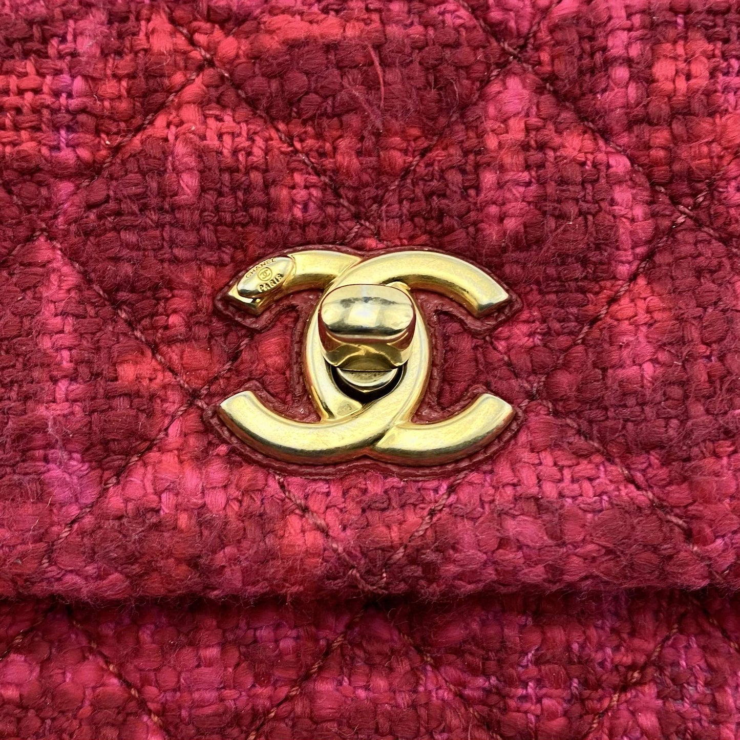 CHANEL Small Tweed Coco Handle Bag- Fuchsia