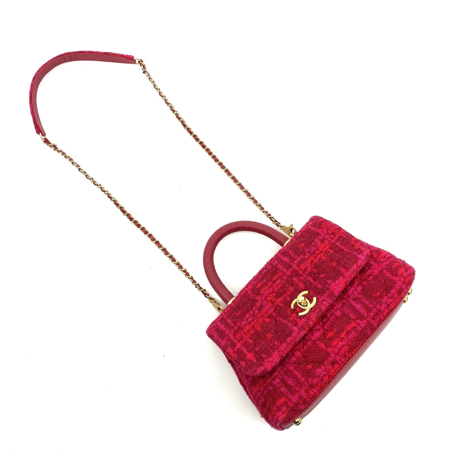 CHANEL Small Tweed Coco Handle Bag- Fuchsia