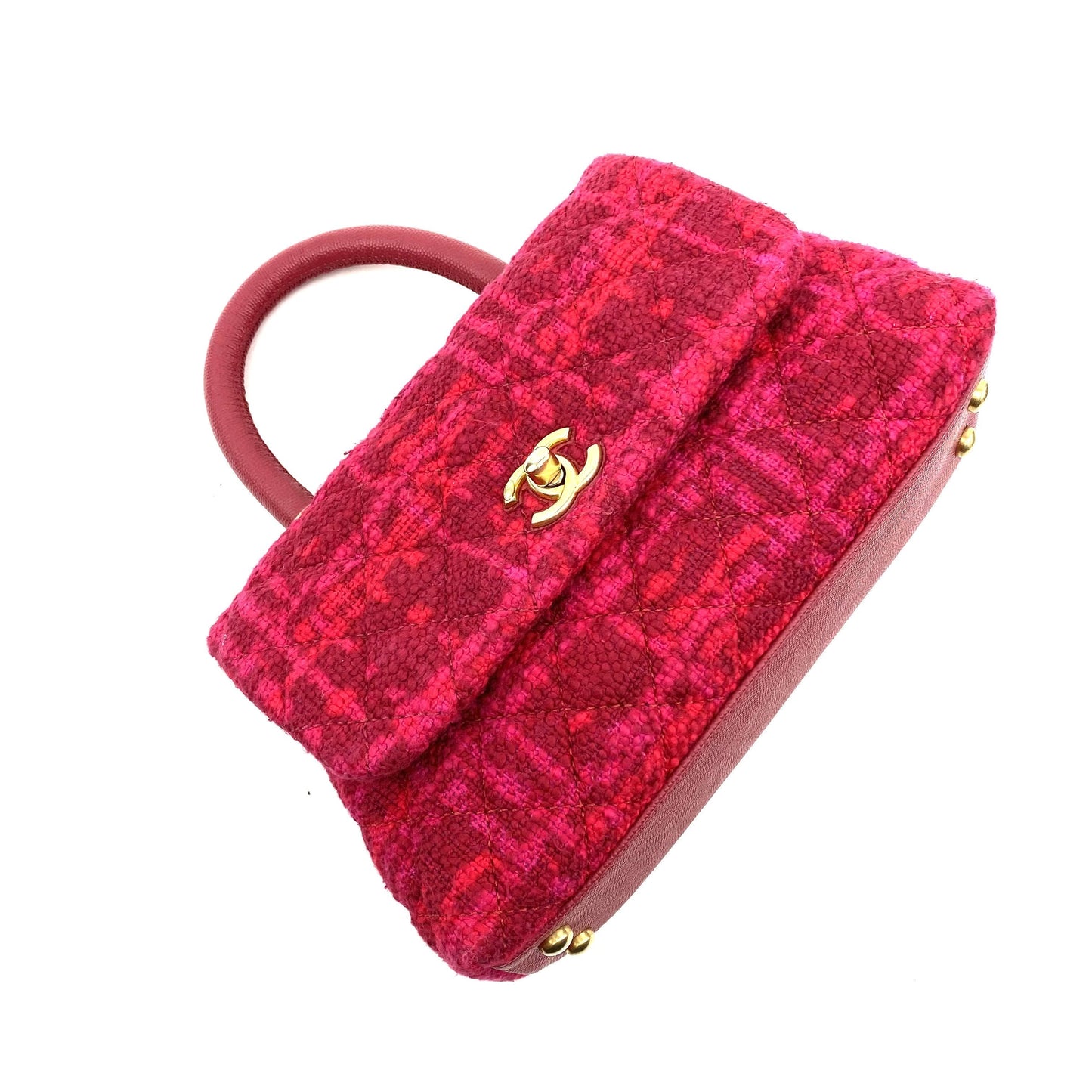 CHANEL Small Tweed Coco Handle Bag- Fuchsia