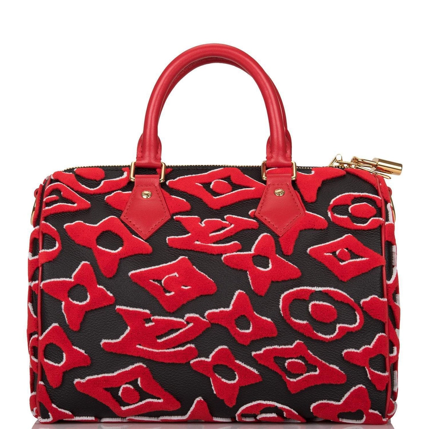 Louis Vuitton x UF Black and Red Tufted Monogram Speedy Bandouliere 25