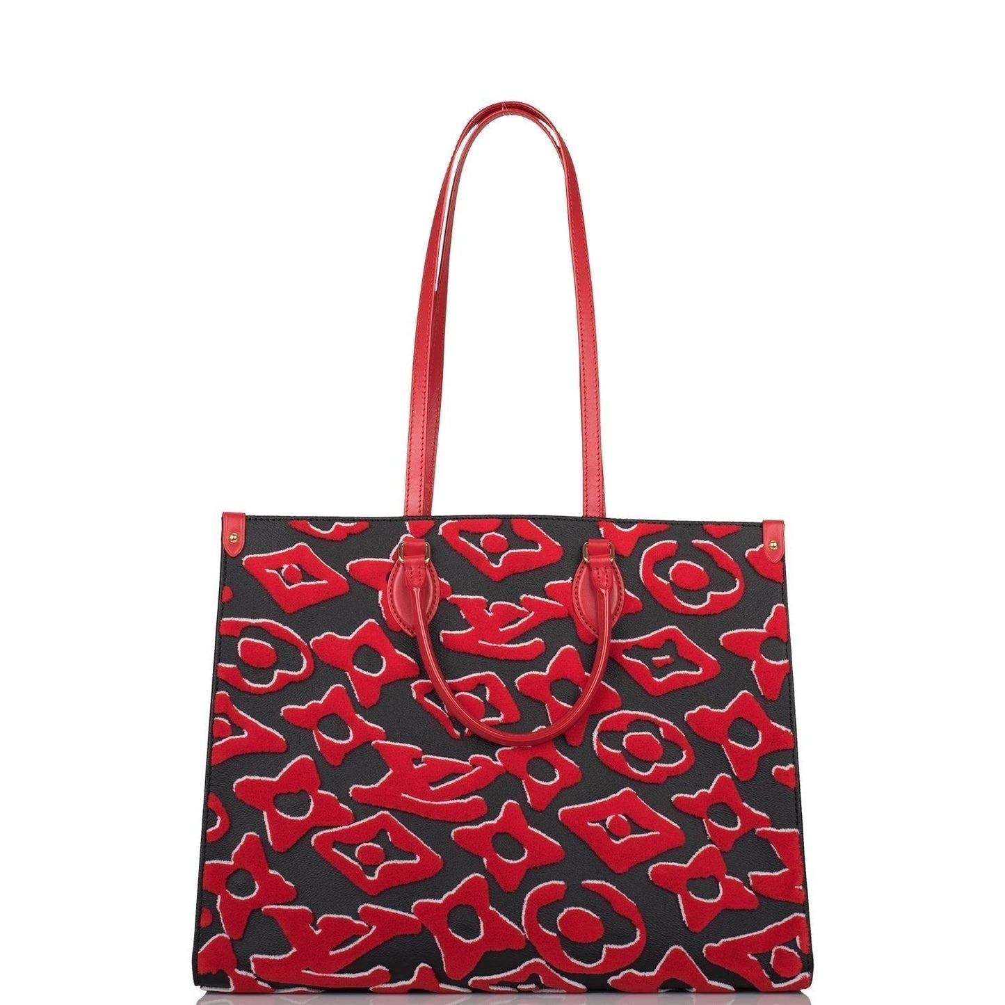 LV Onthego X Uf Black and Tufted Gm Red Monogram Canvas Tote