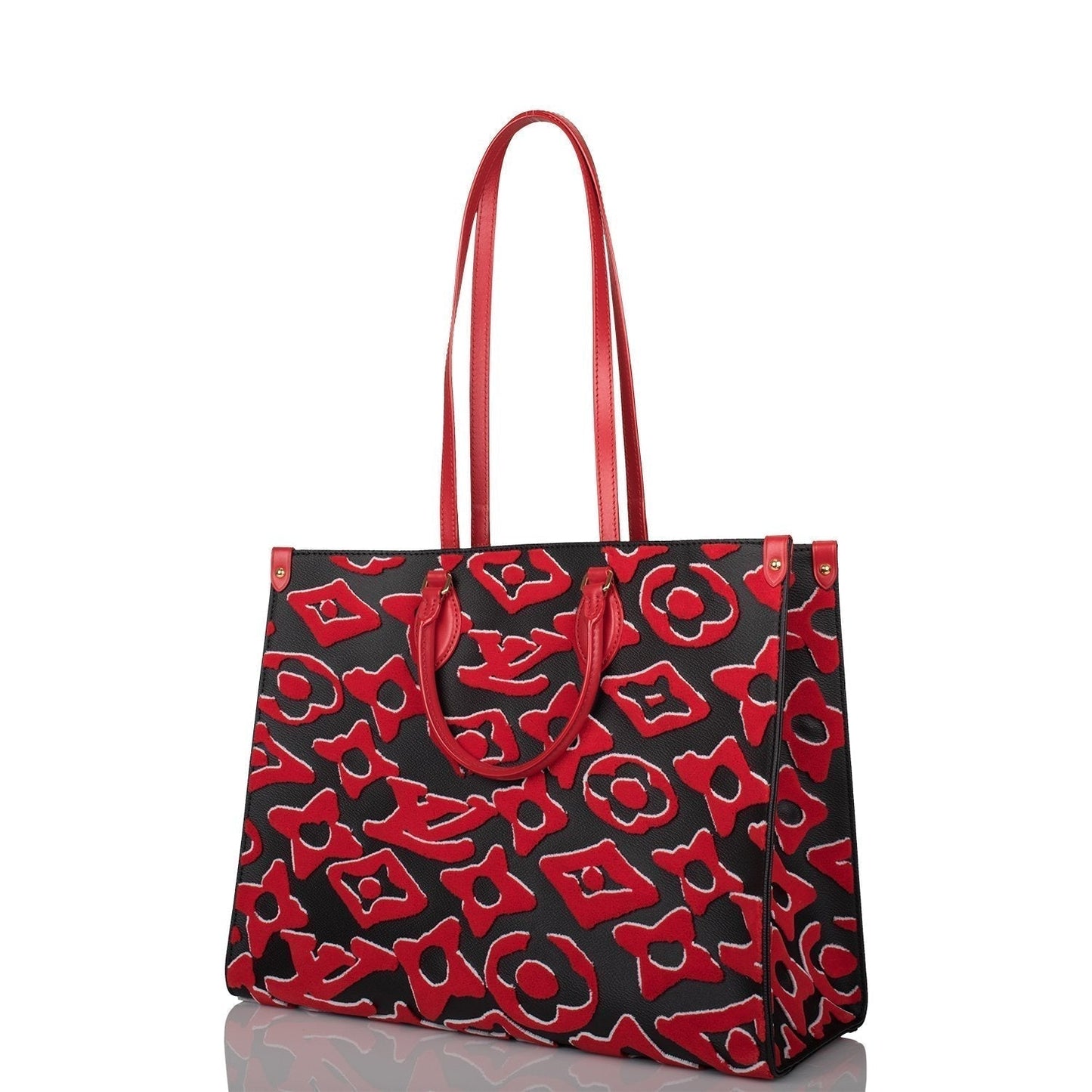 LV Onthego X Uf Black and Tufted Gm Red Monogram Canvas Tote